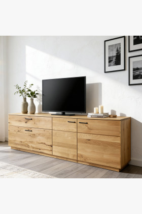 Massive Eiche TV-Kommode 191 cm mit Stauraum naturholz